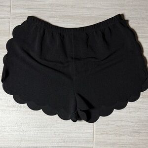 SHEIN Black Scalloped Shorts size Large swim cover up casual shorts summer fit